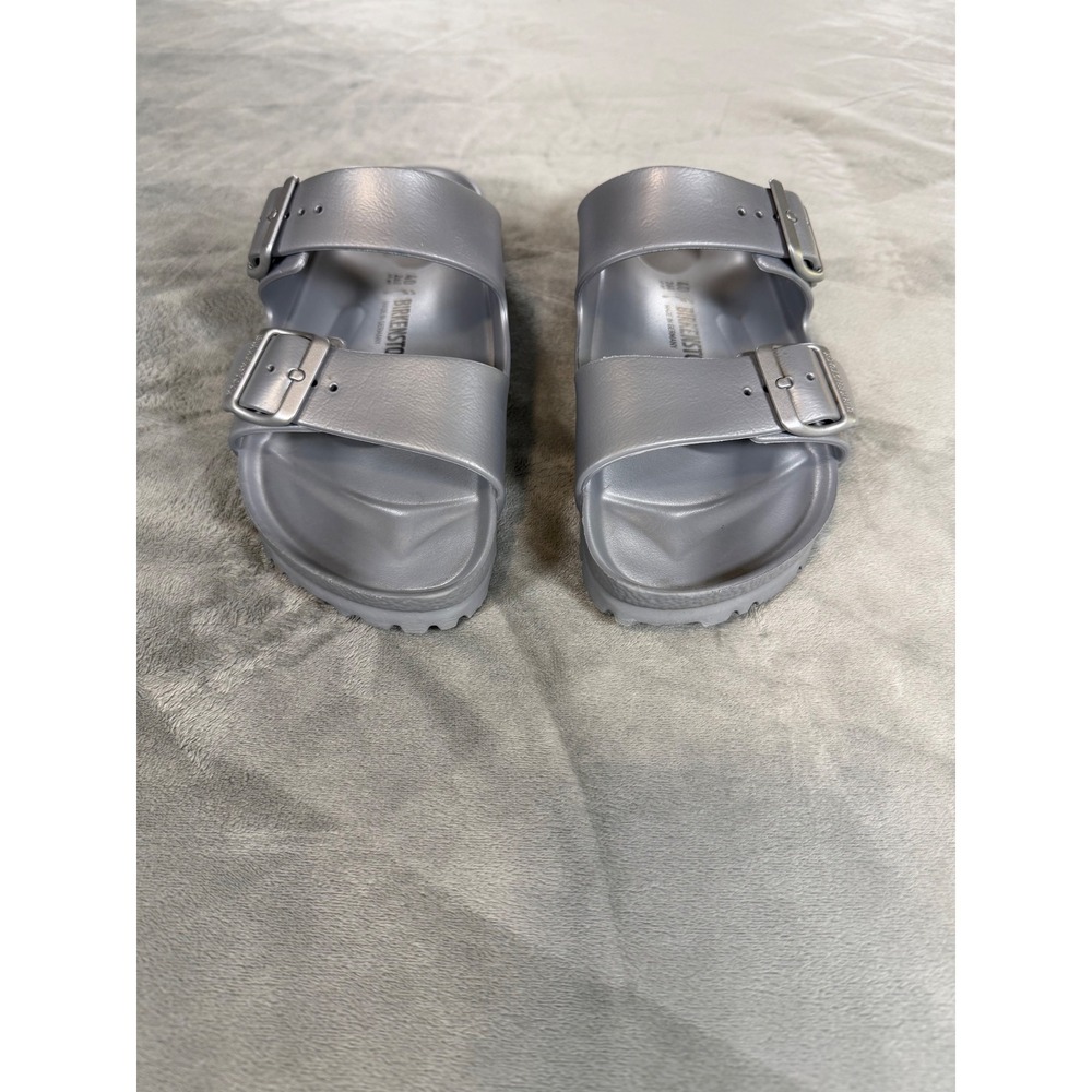 Birkenstock Silver Eva Adjustable Strap Slide Sandals Euro Sz 40 US Sz W 9 M 7